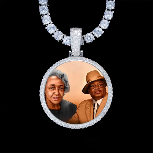925S & VVS Moissanite 3D Circle Custom Picture Pendant