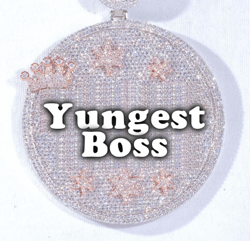 CUSTOM LETTER NECKLACE 3D BIG CROWN DISC