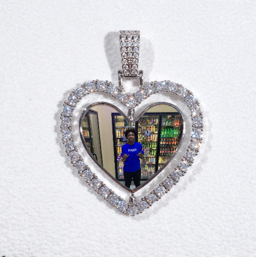 3D Spinning 2-Faced Heart Custom Picture Pendant