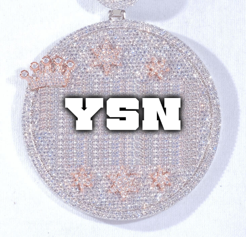 CUSTOM LETTER NECKLACE 3D BIG CROWN DISC