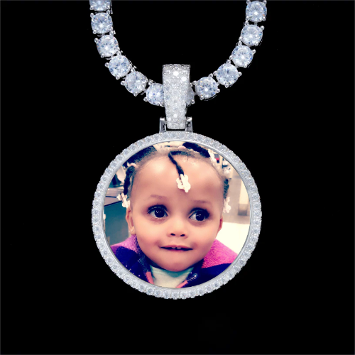 925S & VVS Moissanite 3D Circle Custom Picture Pendant