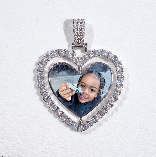 3D Spinning 2-Faced Heart Custom Picture Pendant