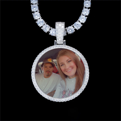 925S & VVS Moissanite 3D Circle Custom Picture Pendant