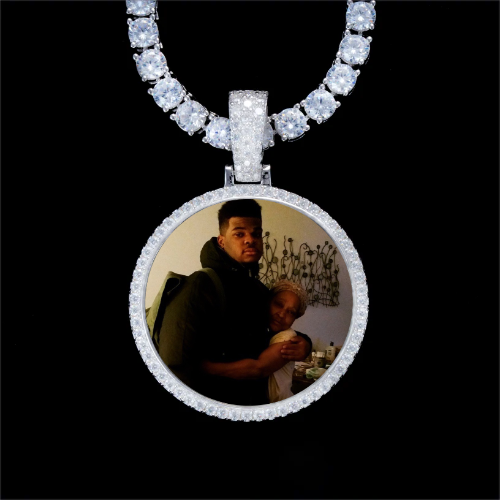 925S & VVS Moissanite 3D Circle Custom Picture Pendant
