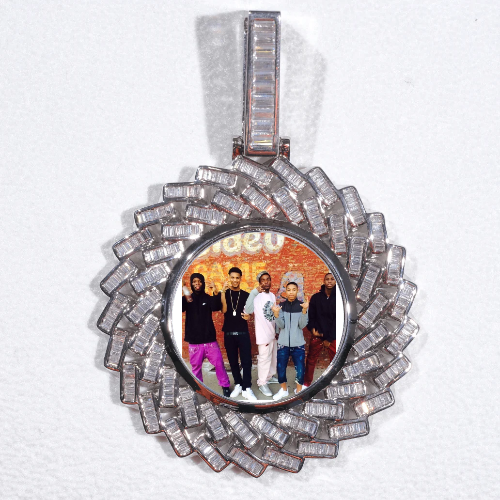 Large 3D Baguette Custom Picture Pendant