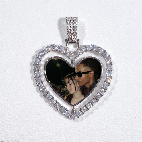 3D Spinning 2-Faced Heart Custom Picture Pendant