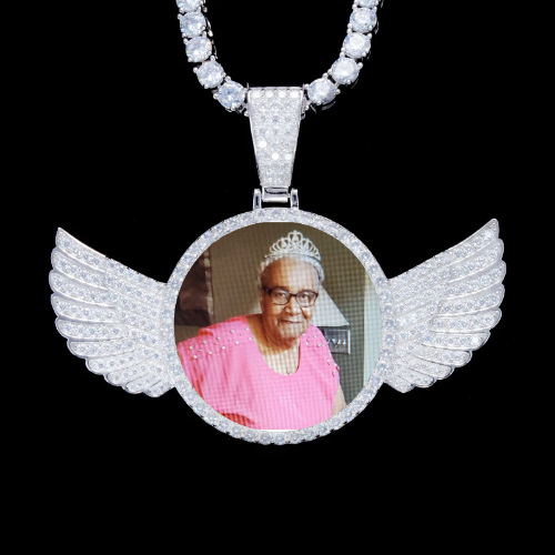 925S & VVS Moissanite 3D Wing Custom Picture Pendant