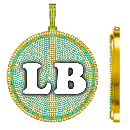 CUSTOM LETTER NECKLACE 3D BIG DISC