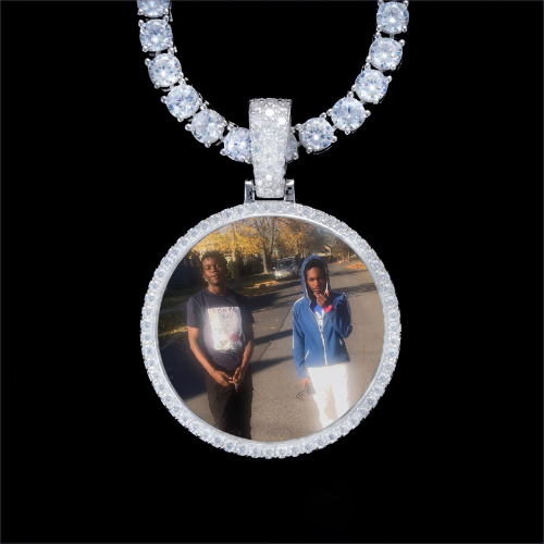 925S & VVS Moissanite 3D Circle Custom Picture Pendant