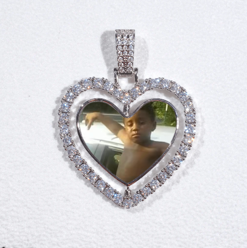 3D Spinning 2-Faced Heart Custom Picture Pendant
