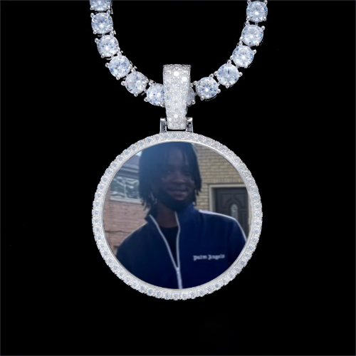 925S & VVS Moissanite 3D Circle Custom Picture Pendant