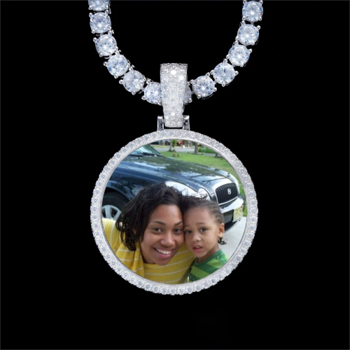 925S & VVS Moissanite 3D Circle Custom Picture Pendant