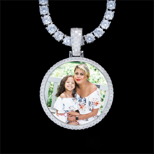 925S & VVS Moissanite 3D Circle Custom Picture Pendant