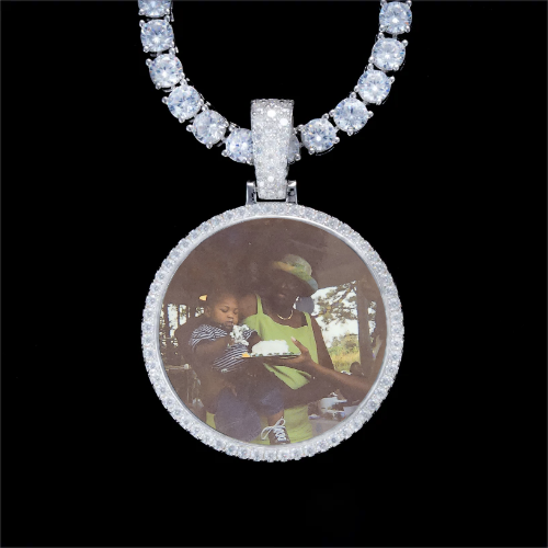 925S & VVS Moissanite 3D Circle Custom Picture Pendant