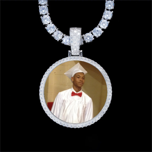 925S & VVS Moissanite 3D Circle Custom Picture Pendant