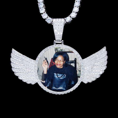 925S & VVS Moissanite 3D Wing Custom Picture Pendant