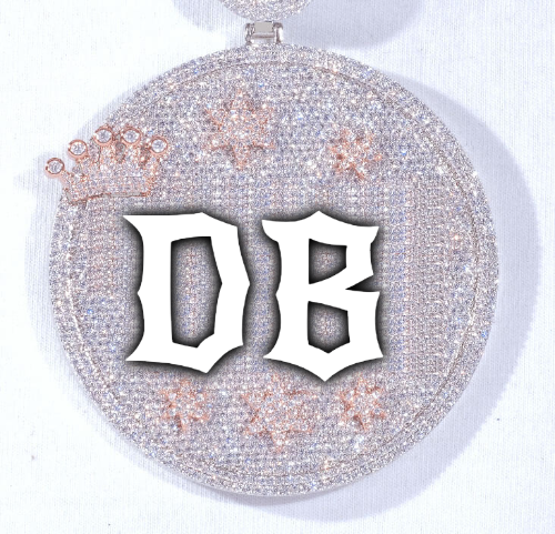 CUSTOM LETTER NECKLACE 3D BIG CROWN DISC