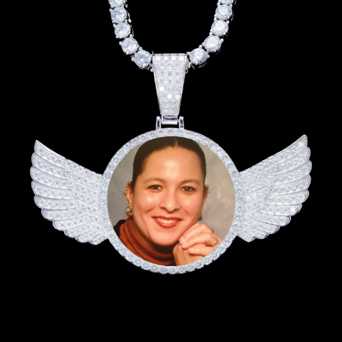 925S & VVS Moissanite 3D Wing Custom Picture Pendant