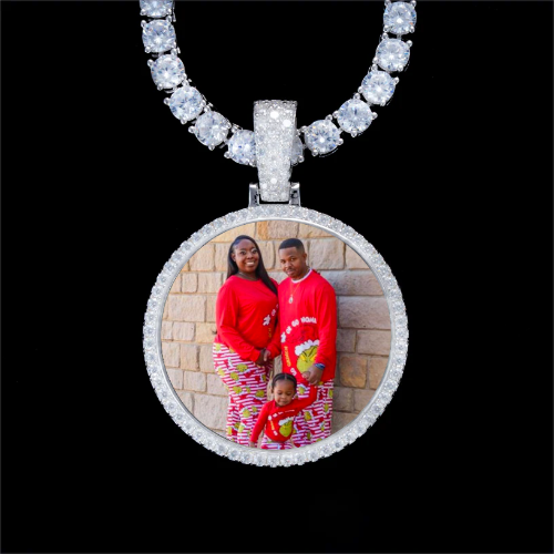 925S & VVS Moissanite 3D Circle Custom Picture Pendant