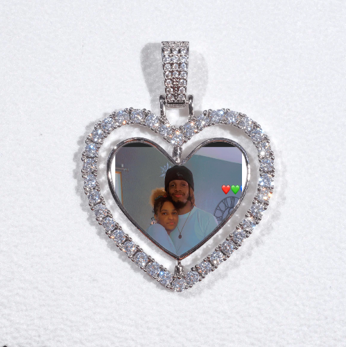 3D Spinning 2-Faced Heart Custom Picture Pendant