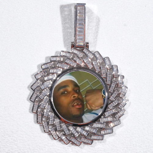 Large 3D Baguette Custom Picture Pendant
