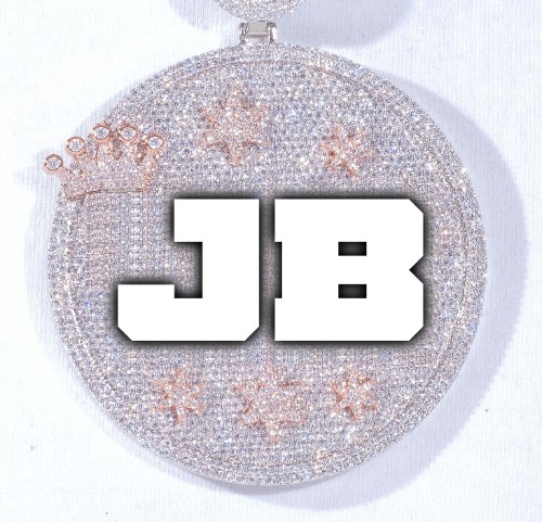 CUSTOM LETTER NECKLACE 3D BIG CROWN DISC