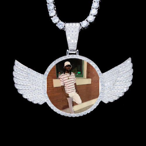 925S & VVS Moissanite 3D Wing Custom Picture Pendant