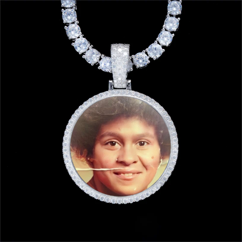 925S & VVS Moissanite 3D Circle Custom Picture Pendant