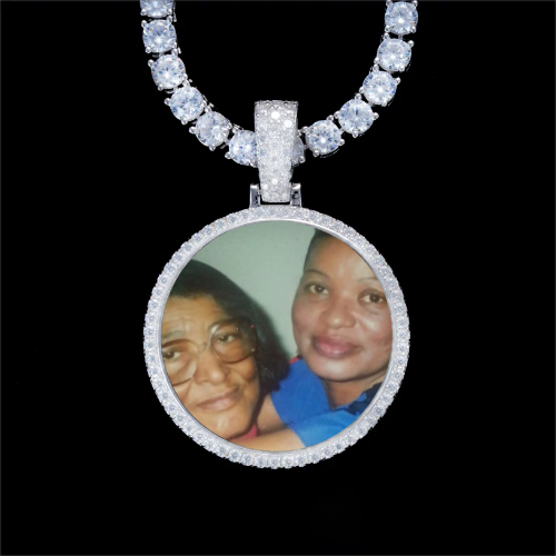 925S & VVS Moissanite 3D Circle Custom Picture Pendant