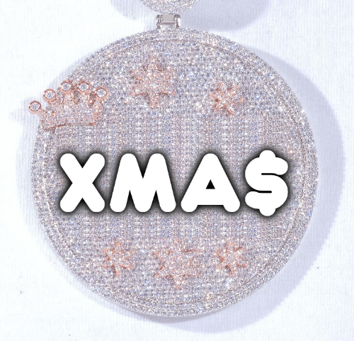 CUSTOM LETTER NECKLACE 3D BIG CROWN DISC