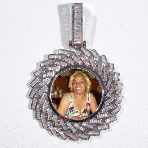 Large 3D Baguette Custom Picture Pendant