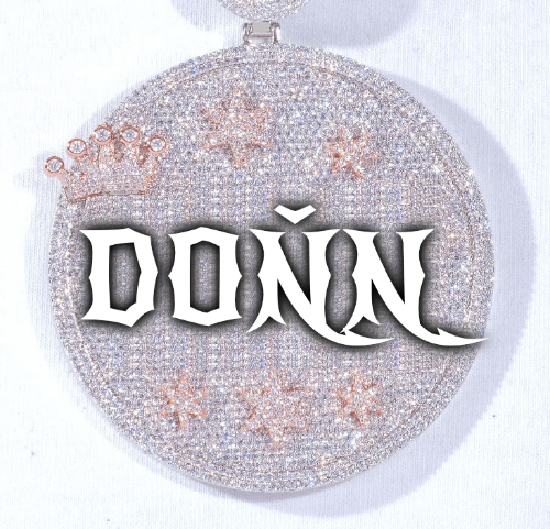 CUSTOM LETTER NECKLACE 3D BIG CROWN DISC