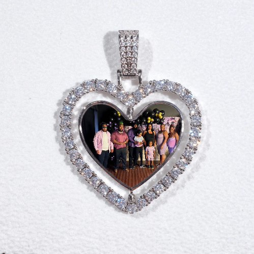 3D Spinning 2-Faced Heart Custom Picture Pendant