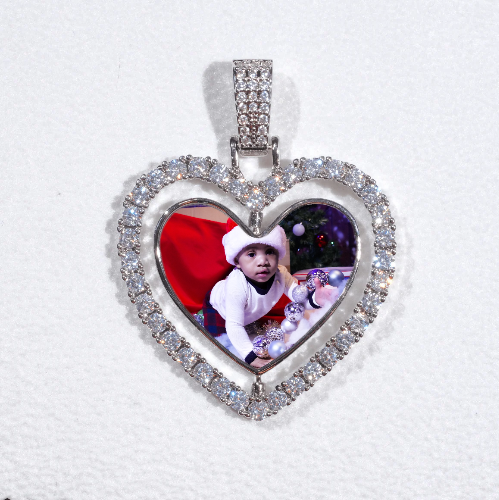 3D Spinning 2-Faced Heart Custom Picture Pendant