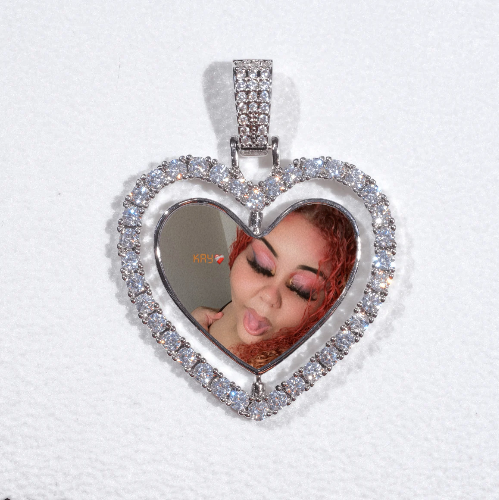 3D Spinning 2-Faced Heart Custom Picture Pendant