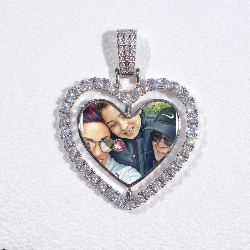 3D Spinning 2-Faced Heart Custom Picture Pendant