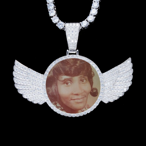 925S & VVS Moissanite 3D Wing Custom Picture Pendant