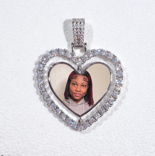 3D Spinning 2-Faced Heart Custom Picture Pendant