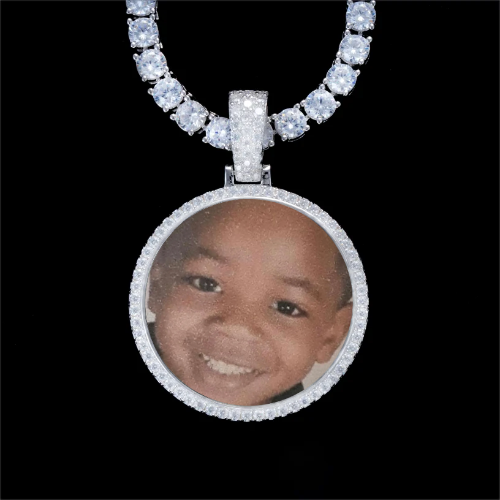 925S & VVS Moissanite 3D Circle Custom Picture Pendant