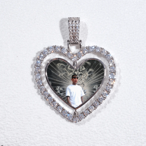 3D Spinning 2-Faced Heart Custom Picture Pendant
