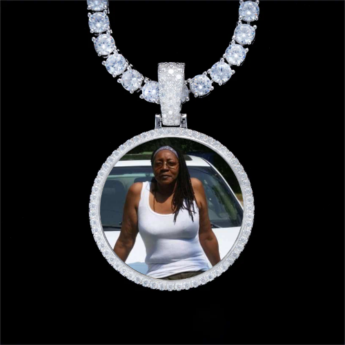 925S & VVS Moissanite 3D Circle Custom Picture Pendant