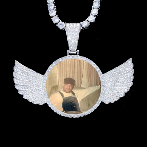 925S & VVS Moissanite 3D Wing Custom Picture Pendant