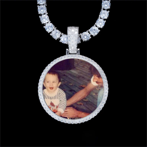 925S & VVS Moissanite 3D Circle Custom Picture Pendant