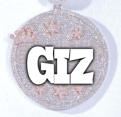 CUSTOM LETTER NECKLACE 3D BIG CROWN DISC