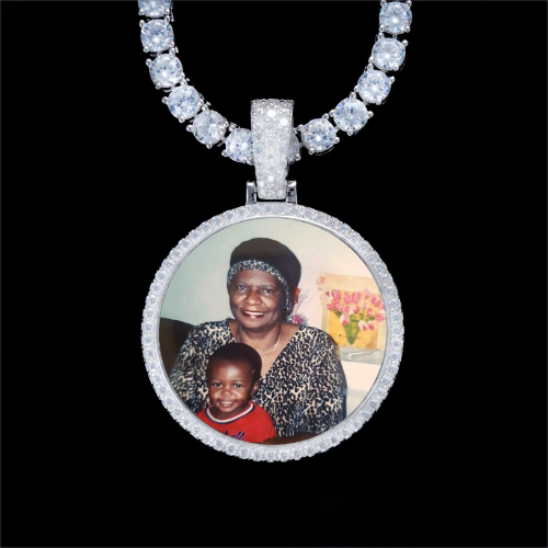 925S & VVS Moissanite 3D Circle Custom Picture Pendant