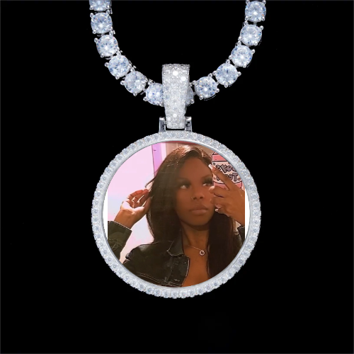 925S & VVS Moissanite 3D Circle Custom Picture Pendant