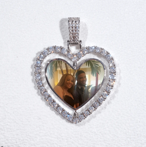 3D Spinning 2-Faced Heart Custom Picture Pendant