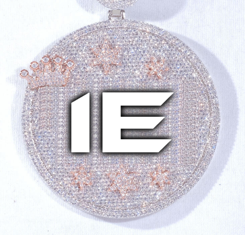 CUSTOM LETTER NECKLACE 3D BIG CROWN DISC