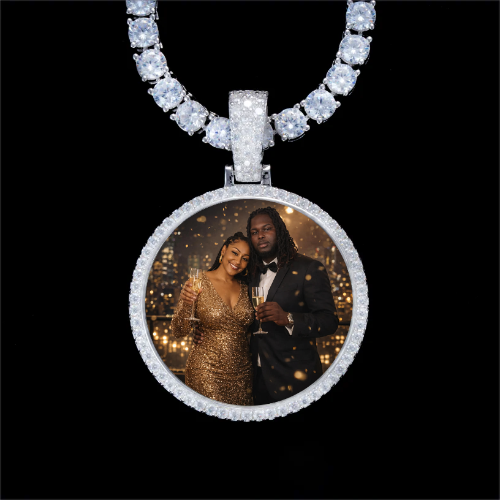 925S & VVS Moissanite 3D Circle Custom Picture Pendant