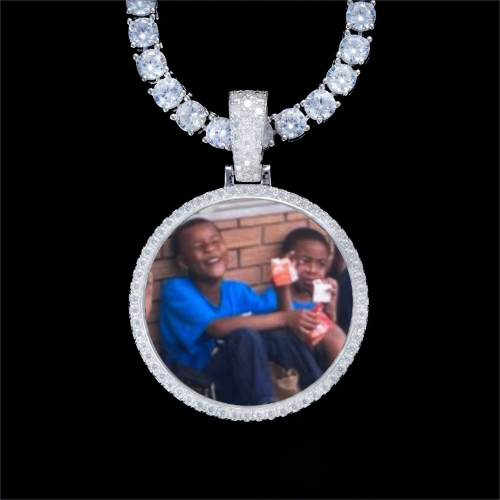 925S & VVS Moissanite 3D Circle Custom Picture Pendant
